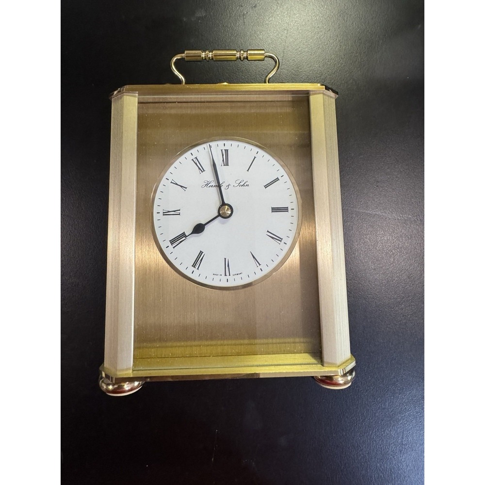 Hermle & Sohn carriage clock Mantel Brass Gold Tone Germany 6x 4"